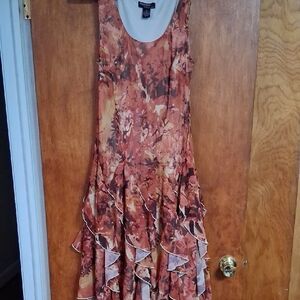 Signature by Robbie Bee Asymmetrical Dress in Earthy Tones